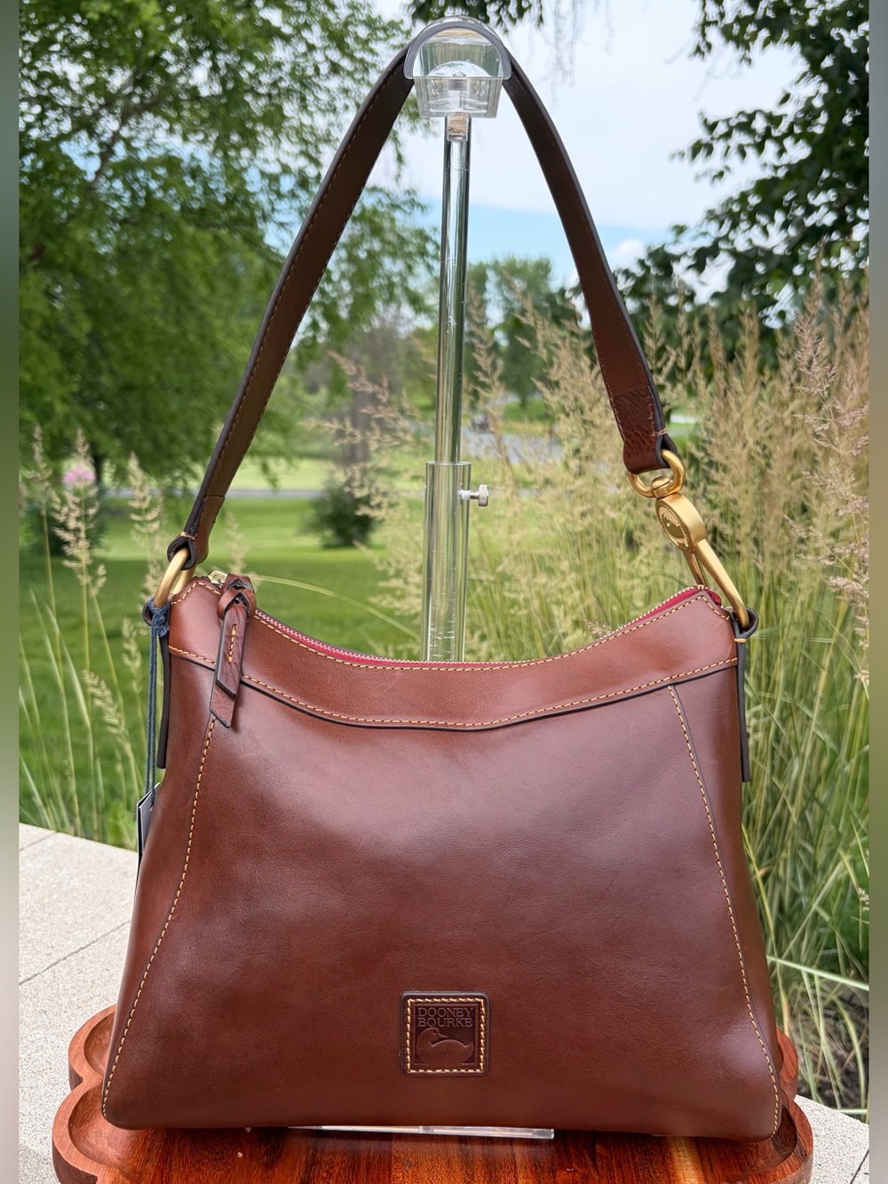 Dooney & Bourke Cassidy Hobo Large Chestnut Brown Florentine Leather NWT